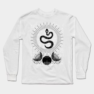 Math, Snake, and the moon Festival, Sacred Geometry, EDM Festival Gear,  Yoga, Meditation Long Sleeve T-Shirt